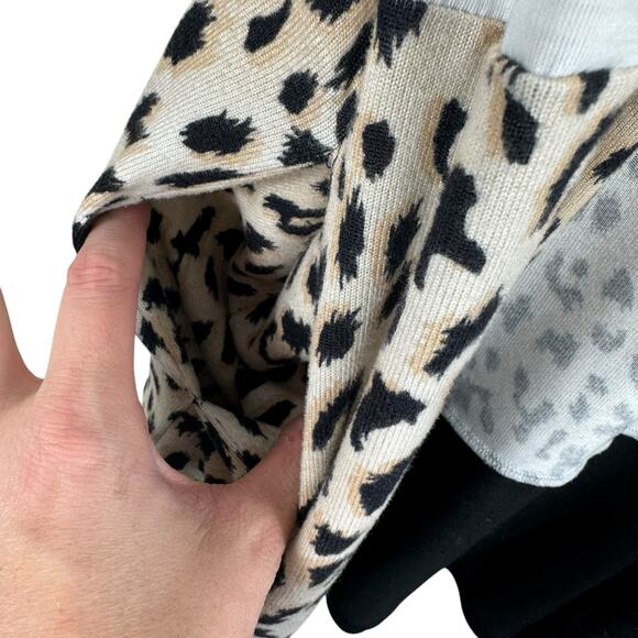 Wild Feathers Striped Animal Print Long Sleeve Lightweight Open Blouse Size XL - Picture 5 of 7